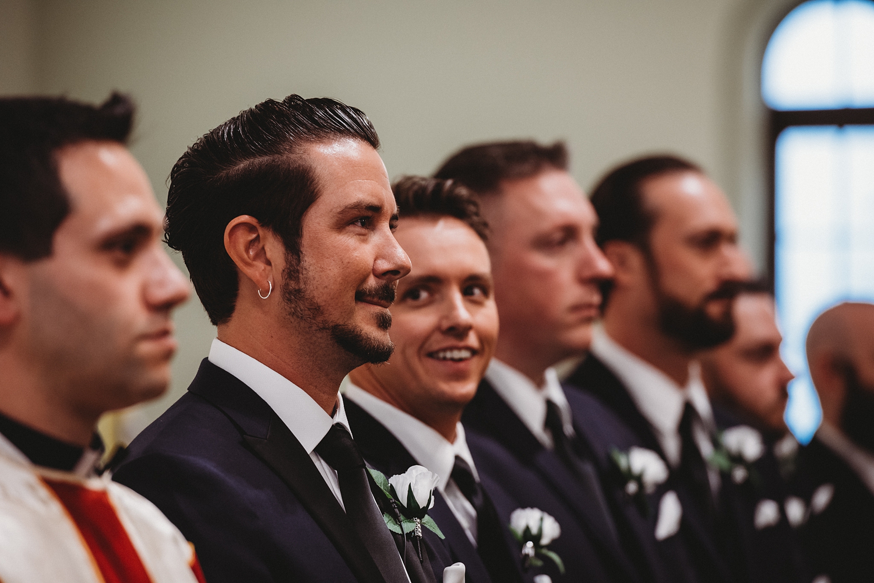 groom and groomsmen at cuyahoga falls wedding ceremony