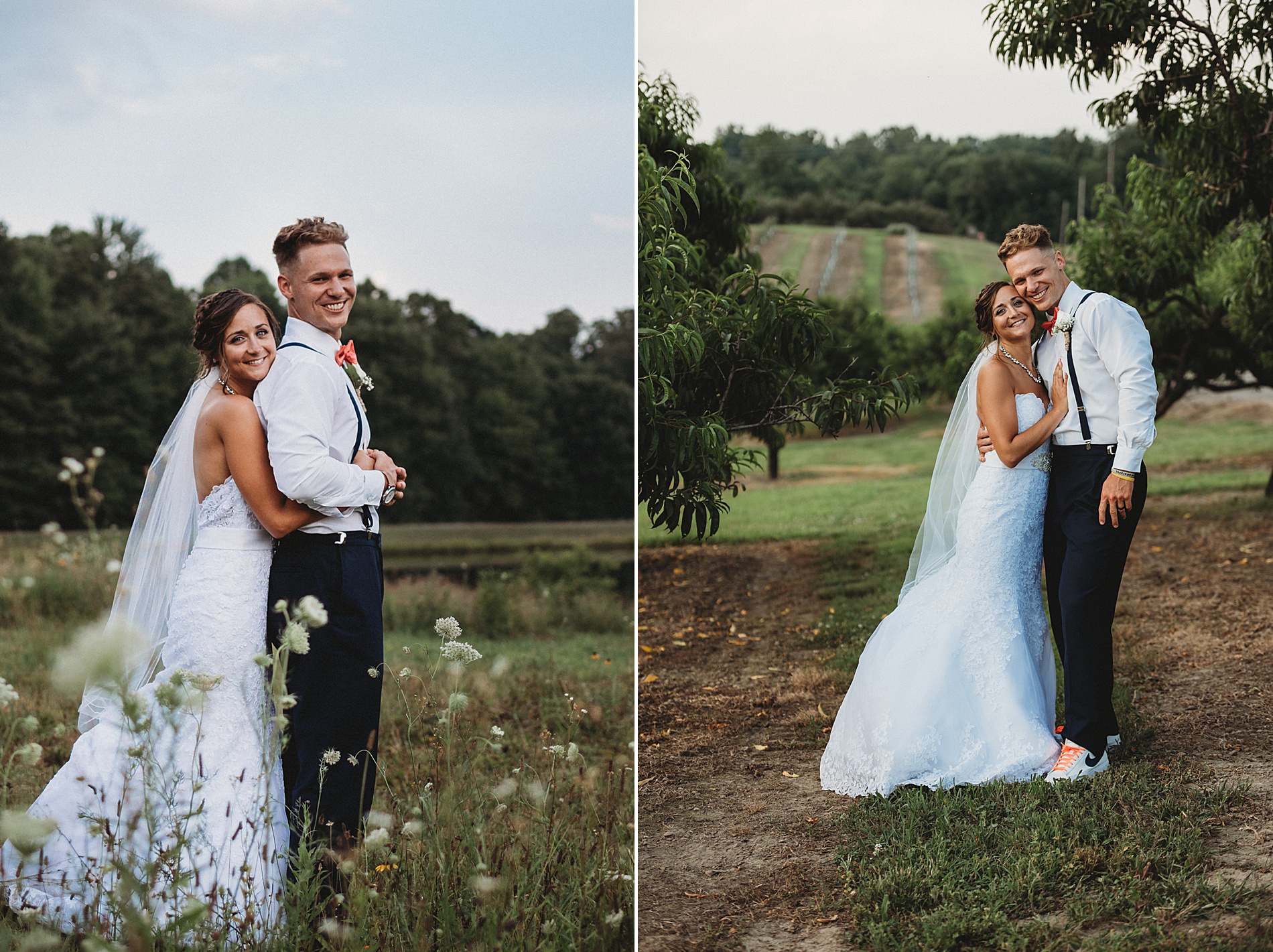 bride and groom at  one of The Top 14 Barn Wedding Venues in Ohio, the Varian Orchards 