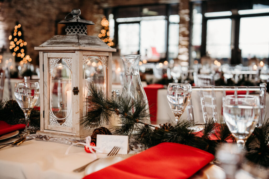 table details with a christmas theme